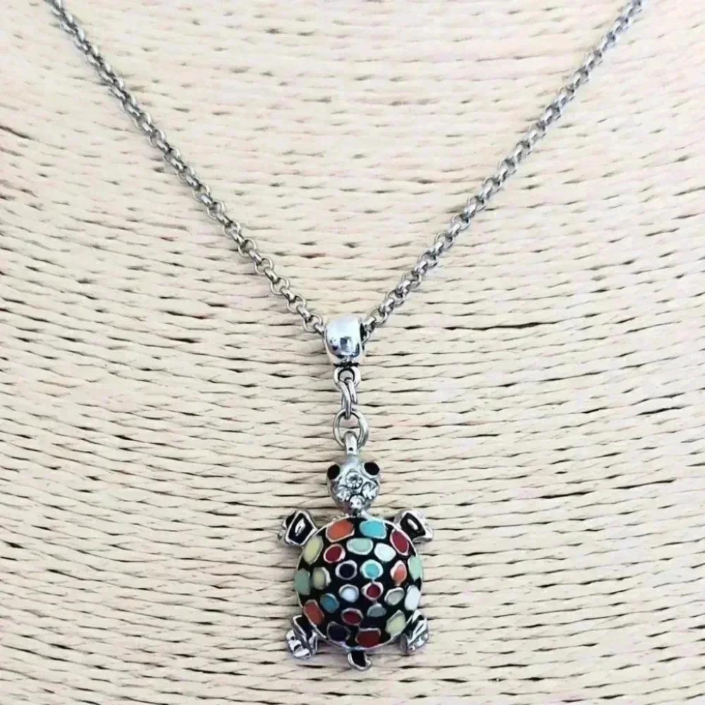 Crystal Stone Turtle handmade Necklace